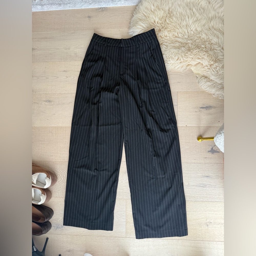 Bershka Black Striped Men's Dress Pants